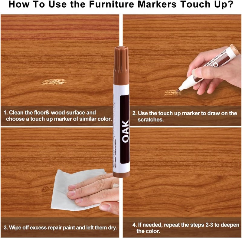 Karidge Laminate Vinyl Floor Repair Kit with Heat Pen, 11 Colors Hardwood Floor Wax Wood Furniture Touch up Marker Linoleum Lvp Repair Kit Covers Scratches, Stains, Cracks, Holes for Floor, Door, Cabinet - Image 5